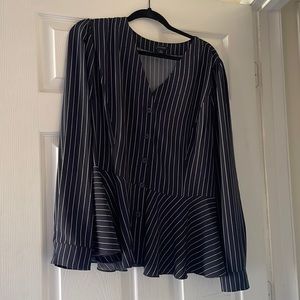 Black and white pinstripe Ann Taylor blouse